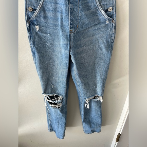 Abercrombie & Fitch Distressed Denim Overalls XXS - Picture 2 of 10